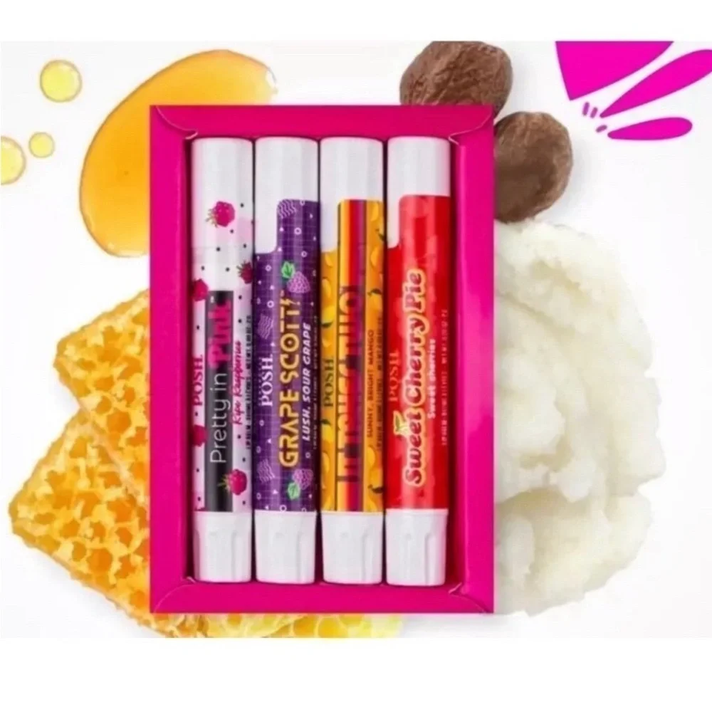 Perfectly Posh Mixed Tape Lip Balm Set of 4, NEW & Sealed in Box